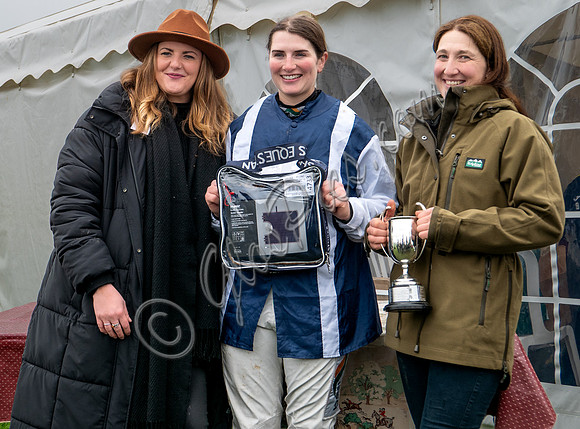 Prize giving - winning trainer Maxine Filby and jockey Gina Andrews