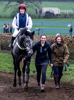 Winning horse Cartesian with jockey Gina Andrews and Trainer Maxine Filby
