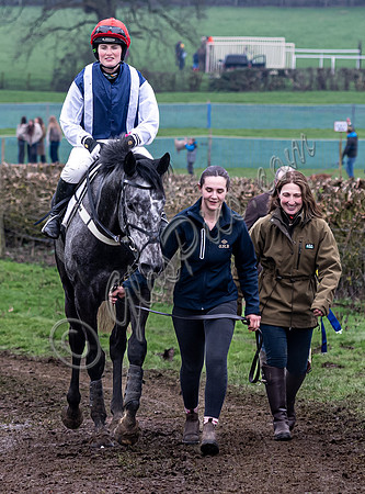 Winning horse Cartesian with jockey Gina Andrews and Trainer Maxine Filby