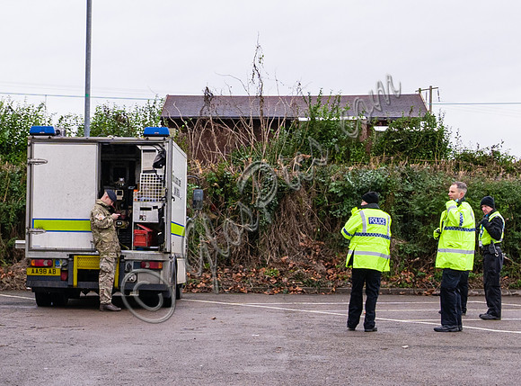 Police and Bomb Disposal Experts on scene of suspected shell in Tewkesbury car park