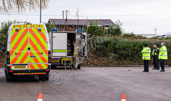 Police and Bomb Disposal Experts on scene of suspected shell in Tewkesbury car park