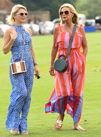 Mariya Dykalo wearing a Beulah 'Susannah Tile jumpsuit' in blue and white with Baroness Benedicte Blixen-Finecke