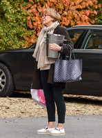 TV presenter Anne Robinson carrying ice buckets