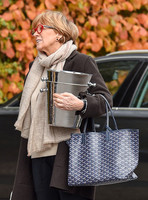 TV presenter Anne Robinson carrying ice buckets