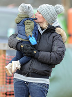 Zara Phillips with Daughter wearing matching woolly hats