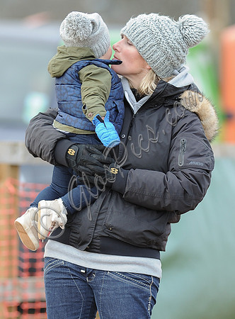 Zara Phillips with Daughter wearing matching woolly hats