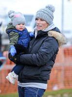 Zara Phillips with Daughter wearing matching woolly hats