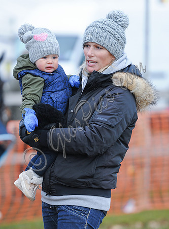 Zara Phillips with Daughter wearing matching woolly hats