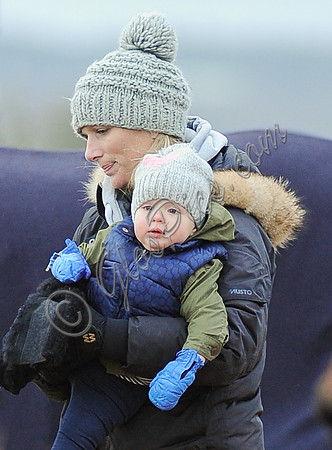 Zara Phillips with Daughter wearing matching woolly hats