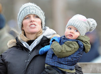 Zara Phillips with Daughter wearing matching woolly hats