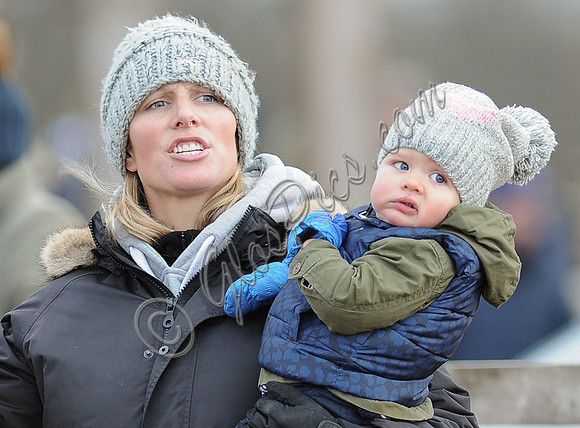 Zara Phillips with Daughter wearing matching woolly hats