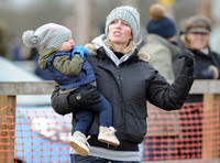 Zara Phillips with Daughter wearing matching woolly hats