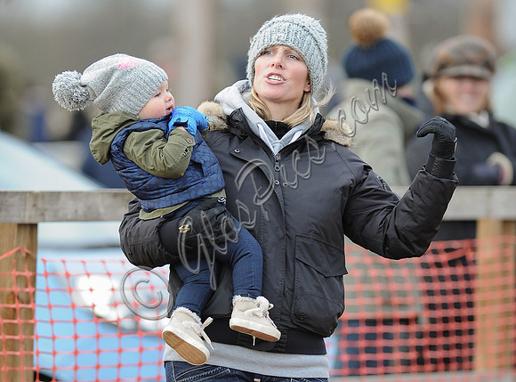 Zara Phillips with Daughter wearing matching woolly hats