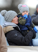 Zara Phillips with Daughter wearing matching woolly hats