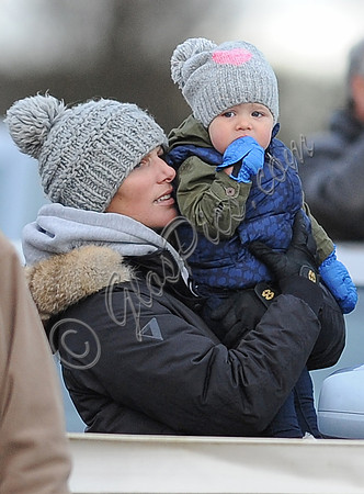 Zara Phillips with Daughter wearing matching woolly hats