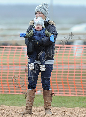 Zara Phillips with Daughter wearing matching woolly hats