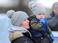 Zara Phillips with Daughter wearing matching woolly hats