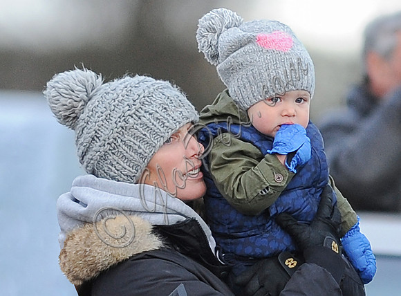 Zara Phillips with Daughter wearing matching woolly hats