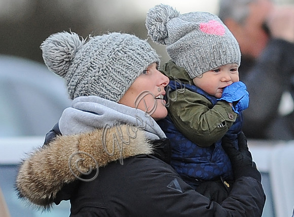 Zara Phillips with Daughter wearing matching woolly hats