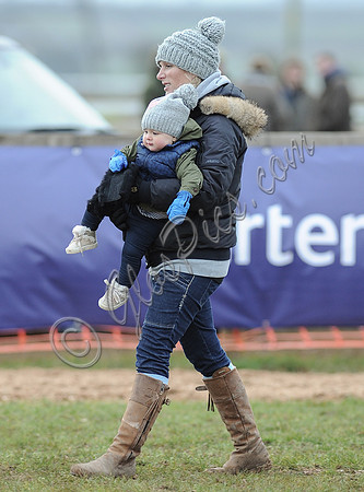 Zara Phillips with Daughter wearing matching woolly hats
