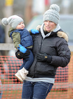 Zara Phillips with Daughter wearing matching woolly hats