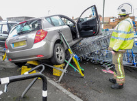 Car crashes into supermarket in Tewkesbury, Gloucester - 1st March, 2016