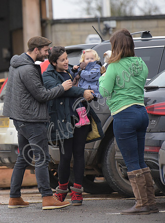 Jamie Dornan, Amelia Warner and daughter Dulcie fuss white puppy