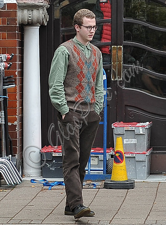 filming on location outside Paget Rooms, Penarth