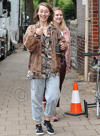filming on location outside Paget Rooms, Penarth