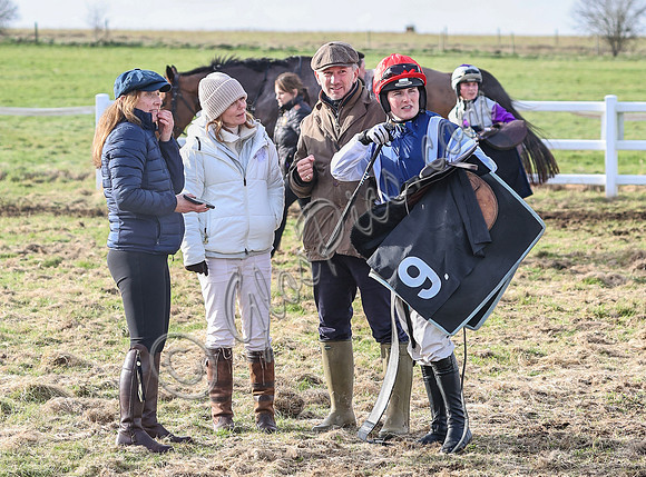 Geri Halliwell Horner and  Christian Horner with trainer Maxine Filby and female jockey, Gina Ellis