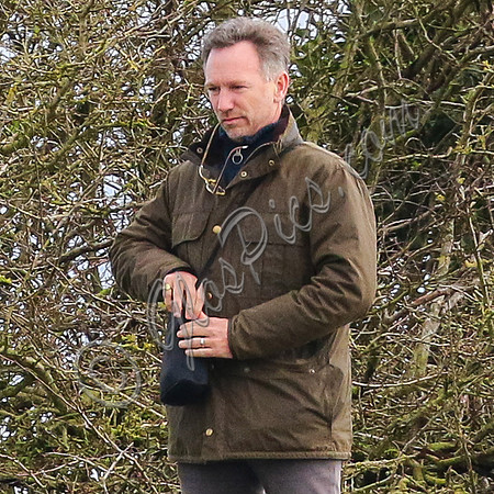 Red Bull team principal wearing country jacket and long boots at Point to point races