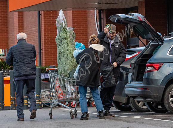 Sophie Rundle, Matt Stokoe with son buying Christmas tree