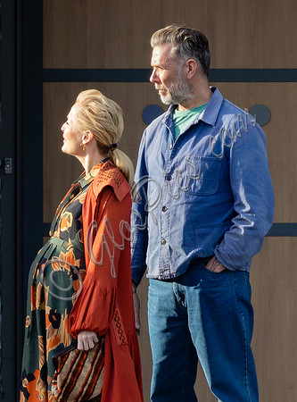 Gillian Anderson and Mikael Persbrandt filming Sex Education season 3