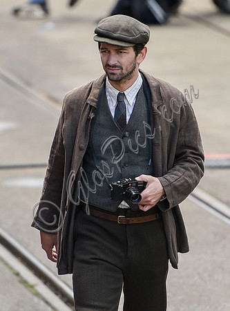 Actor Michiel Huisman on set of "Guernsey"