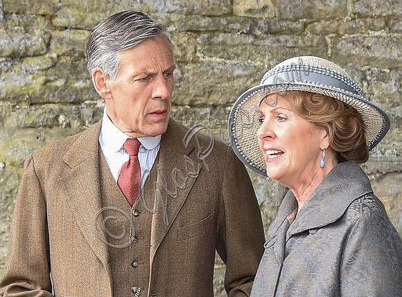 Penelope Wilton and Douglas Reith in costume on set photograph