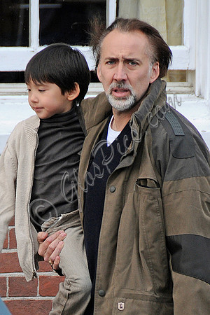 Nicolas Cage with son Kal-El in Glastonbury
