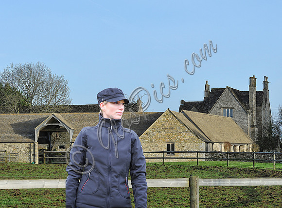 montage of Zara Phillips in front of Aston Farm, Cherington, Gloucestershire, England