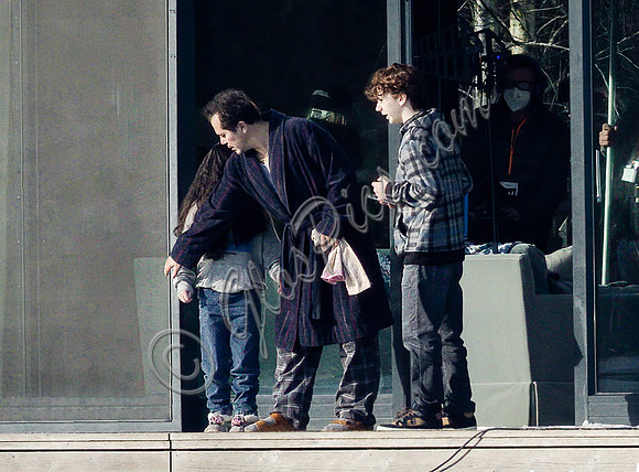 Actors on set filming Amazon's thriller "The Power"