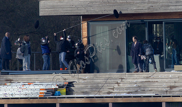 Actors on set filming Amazon's thriller "The Power"