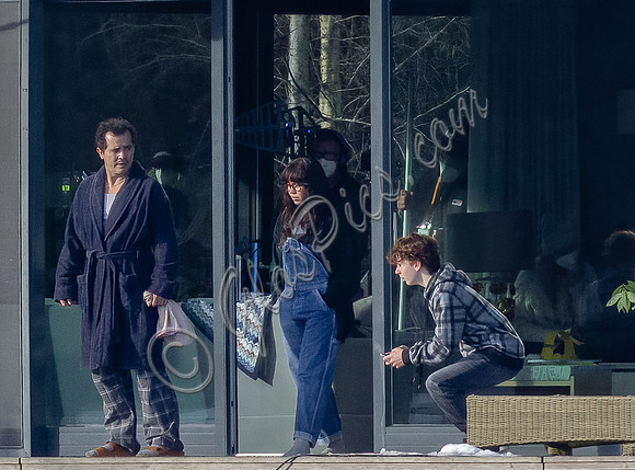 Actors on set filming Amazon's thriller "The Power"
