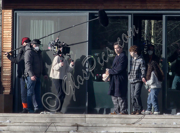 Actors on set filming Amazon's thriller "The Power"
