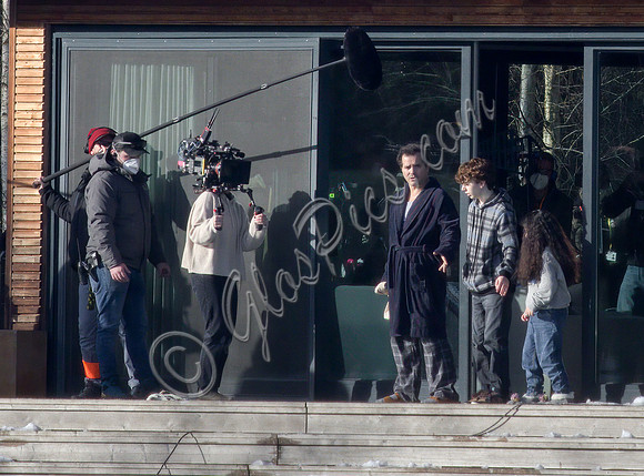 Actors on set filming Amazon's thriller "The Power"