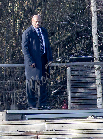 Actors on set filming Amazon's thriller "The Power"