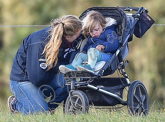 Mia Tindall in baby buggy