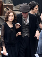 Sophie Rundle and Ned Denehyon set of Peaky Blinders