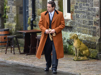 Hugh Grant and Ben Whishaw on set of "A Very English Scandal", Chittlehampton, North Devon - 24th October, 2017
