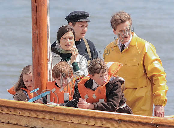 Colin Firth and Rachel Weisz aboard boat