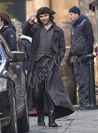 Aiden Turner filming Poldark