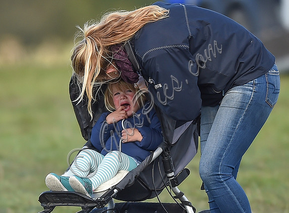 Mia Tindall in baby buggy