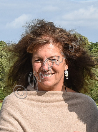 The Countess of Bathurst in beige, windswept
